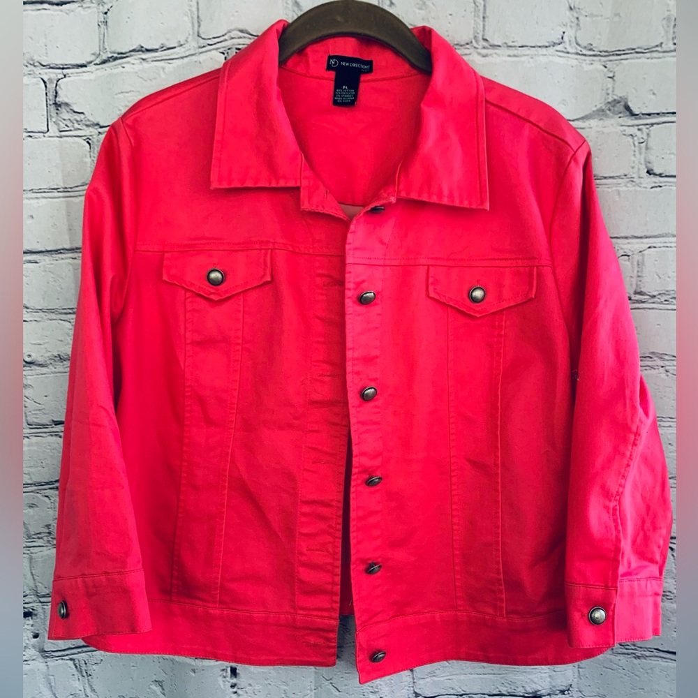 New Directions Hot Pink Cropped Jacket Petite Large